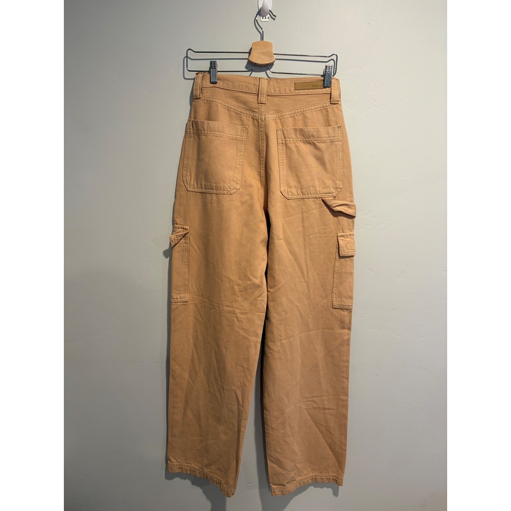 Cello Women Tan High Waisted Cargo Carpenter Pants Straight Leg Size 3 - Picture 4 of 4